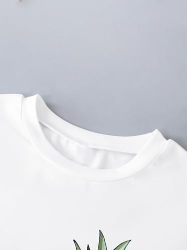 Image of RoseSeek Girl's Graphic Drop Shoulder Star Print Tee Tops Short Sleeve Crew Neck Summer Shirts