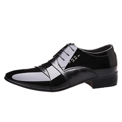 Men's Lace up Dress Shoes Pointed Toe Genuine Leather Oxfords Comfortable Slip Formal Business Casual Work Shoes