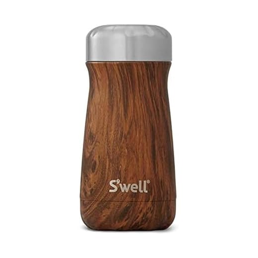S'well Stainless Steel Traveler-12 Fl Oz Triple-Layered Vacuum-Insulated Travel Mug Keeps Coffee, Tea and Drinks Cold for 20 Hours and Hot for 9-BPA-Free Water Bottle, 12 oz, Teakwood