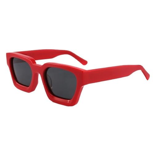 Image of Retro Fashion Thick Acetate Polarized Sunglasses Trendy Square Men Womens Black Grey Shades Vintage