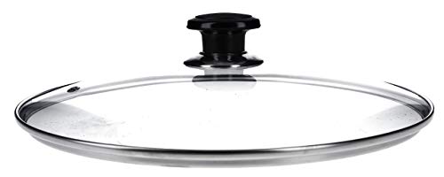DL-pro 160 mm Diameter Universal Glass Lid with Knob Handle and Stainless Steel Protective Edge Lid for Pots