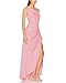 Capuffy Women's Sexy One Shoulder Long Formal Dress Ruched Waist High Split Cocktail Wedding Guest Party Maxi Dress 02(Pink,XS)