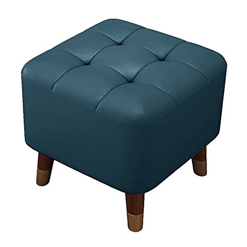 Repose-Pieds Rectangulaire Ottoman Bleu Petit Tabouret 40cm - 2