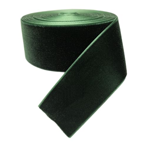 Chenkou Craft 5 Yards 1 1/2 Dark Green Velvet Ribbon Lots Bulk Christmas Decoration Gift Packing (Dark Green 1 1/2(40mm))