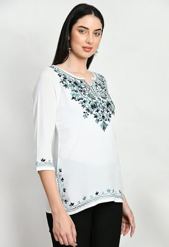 Image of QAZMI Short Kurti for Women| Rayon Cotton Embroiderd Kurta | Women