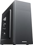 MOROVOL PC Case Support 5.25' ODD, ATX Computer Case Pre-Install 1x120MM Fan+1x80MM Fan, Desktop ATX Tower Case, USB 3.0 Classic Retro Design, Black,852