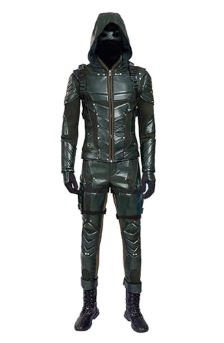 Costume d'archer vert pour homme Oliver Queen déguisement similicuir