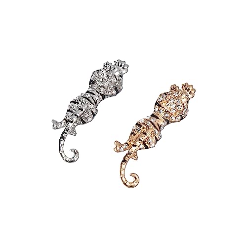 Image of Leadigol Rhinestone Tiger Brooch Pins Women Men Fashion Jewelry Gold Silver Animal Lapel Pin Coat Collar Brooch Badge Wedding Party Clothes Decoration Gifts