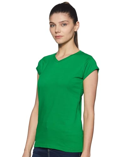Image of Miss Chase Women's Maroon Super Soft V-Neck Short Sleeves Cotton Solid Regular Fit T-Shirt