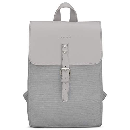 Expatrié Rucksack Damen Klein Grau - Anna - Eleganter Kleiner Tagesrucksack Für City, Stadt - Damenrucksack 5L - Baumwoll Canvas - Wasserabweisend