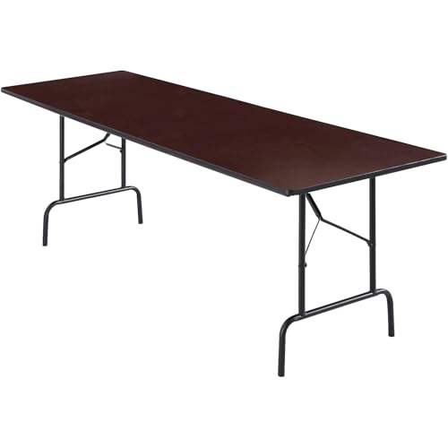 STAPLES 8' x 30' Wooden Heavy Duty Folding Table, Walnut (58367)