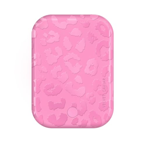 VELVET CAVIAR Battery Pack Compatible with MagSafe - Magnetic Portable Power Bank with USB-C Cable - Slim Charger for iPhone 12 13 14 15 - Fast Charging 5000 mAh (Hot Pink Leopard)