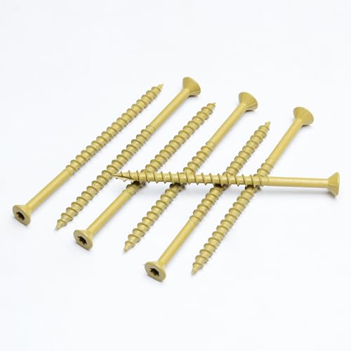 Image of Deck Screws 2-1 /2 Inch, Wood Screws #10x2-1 /2, 378 PCS 5lb, Rust Resistant Exterior Epoxy Coated Outdoor Decking Screws, Torx /Star Drive Head Deck Screw, T25 Star Bit Included, Tan by EASTPUK