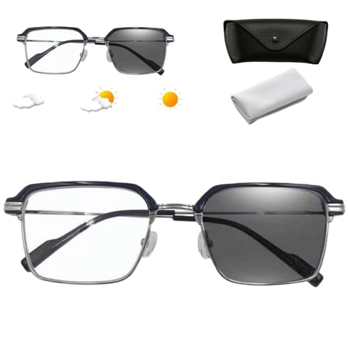 Frameless Smart Zoom Reading Glasses,Precision Vision Aid Glasses For Men & Women (Silver,+1.5)