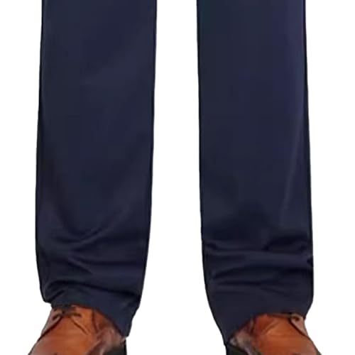 Męskie spodnie slim fit z płaskim przodem bez zmarszczek spodnie do sukienki lodowy jedwab męskie spodnie golfowe wygodne rozciągliwe spodnie garniturowe, Bądź, 46