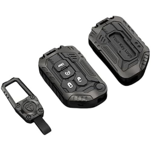 Heavy Zinc Alloy Key fob Cover, Keychain, Key Case, Accessories Compatible with 2018 2019 2020 2021 2022 2023 2024 Jeep Wrangler JL JLU Rubicon Gladiator Sahara