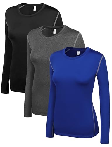 Image of WANAYOU Women's Compression Shirt Dry Fit Long Sleeve Running Athletic T-Shirt Workout Tops