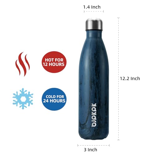 Image of BJPKPK 25oz Stainless Steel Insulated Water Bottle Cola Shape Water Bottles,Wood Prussian Blue