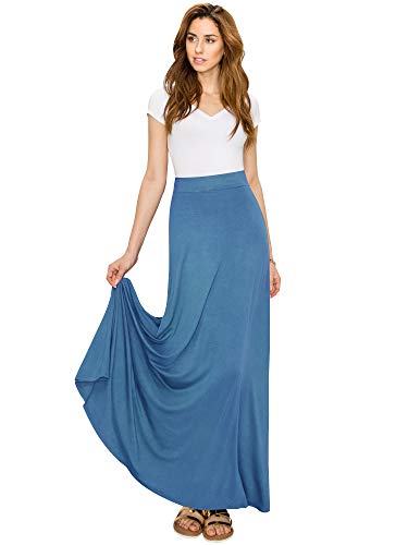 Women's Solid Maxi Skirt with Elastic Waist Band4