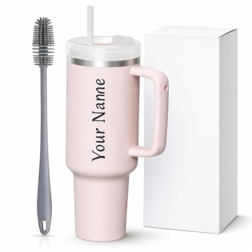 Image of Personalised with Your Name, 1200ml Tumbler with Straw-Handle-Stainless Steel Cup | Leakproof Sipper Mug for Hot-Cold Drinks |Coffee - WaterTumbler