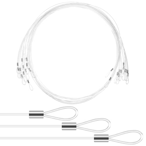 Image of KALLORY Clear Picture Hanging Wire Rope 59.05 Inch with Loops 12 Pieces Strong Hanging Cord for Frames Mirrors Clotheslines Home Decoration