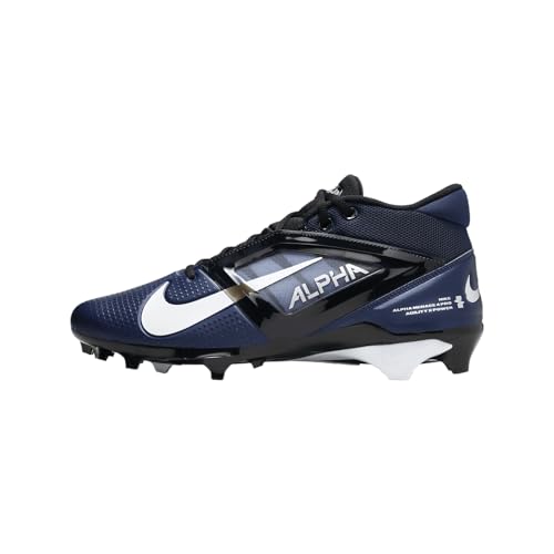 Nike Alpha Menace 4 Pro Football Cleats (FD7037-401, Midnight Navy/Metallic Silver) Size 12
