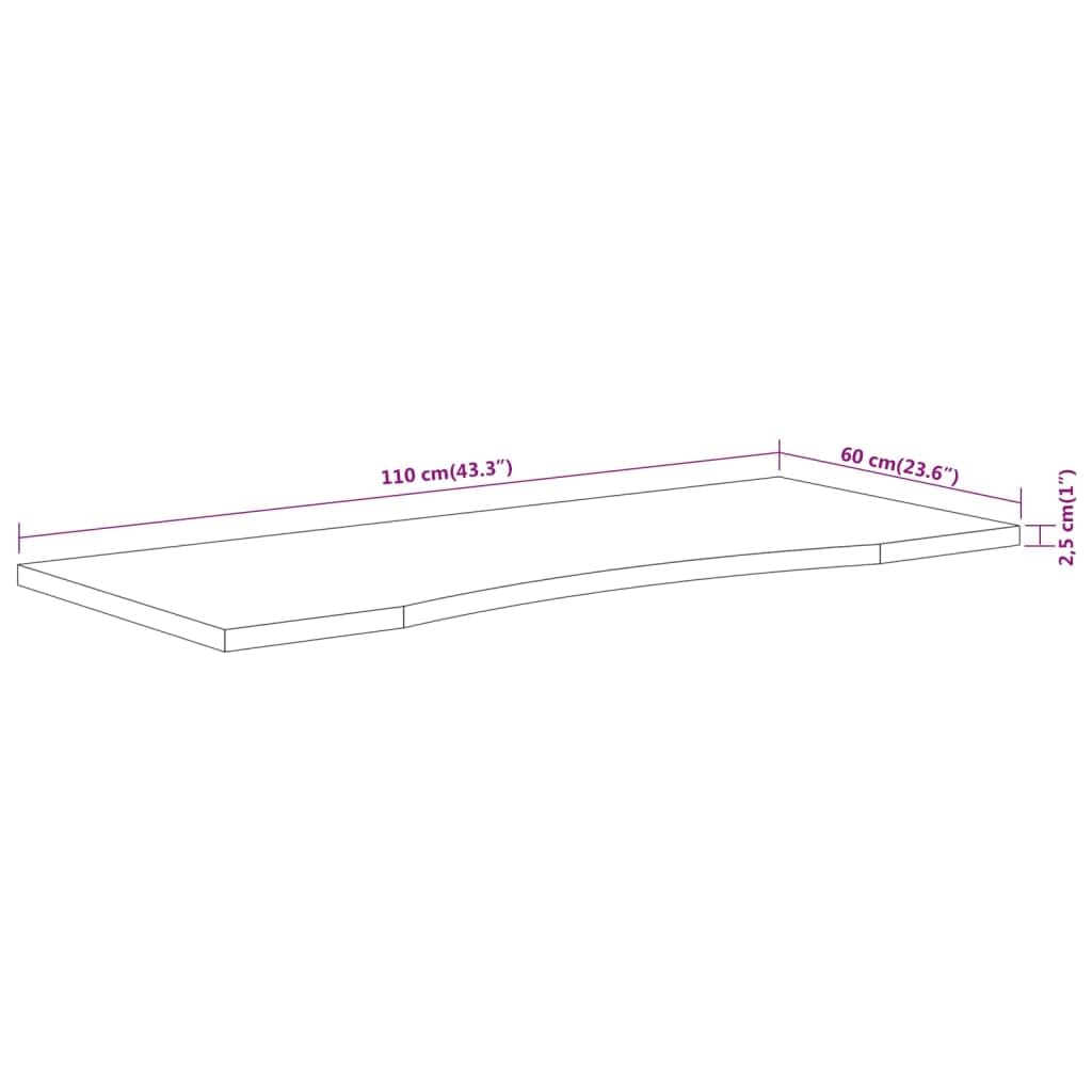 Vassoio da scrivania in legno massello di acacacia, 110 x 60 x 2,5 cm, rettangolare, superficie naturale, portata 75 kg, aspetto moderno, facile da pulire, per casa, ufficio, sala da pranzo