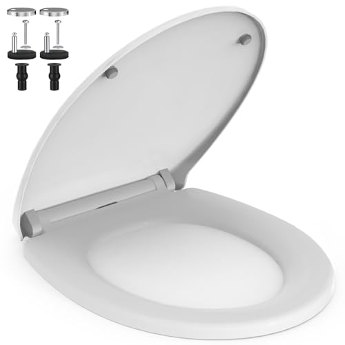 AIMAX Toilettendeckel mit Absenkautomatik O-Form weiß, WC Sitz Einfache Montage und Sauber, Klodeckel...