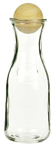 Sendez Glazen karaf met houten stop wijnkaraf karaf waterkaraf karaf decanter Misura van glas (1 x glazen karaf 470 ml) - Afbeelding 7