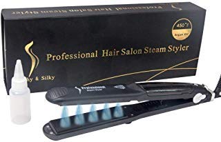 INSHERE Straighter and Curler 2 in 1 Professional Steam Ceramic Flat Iron, Digital LCD Display, Salon Styler Vapor Ceramic Quick Heating Straighter, Voltage 110-240V, 50-60Hz