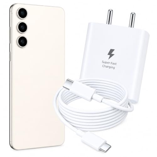Image of 25W PD Type-C Fast Charger for Samsung Galaxy M Series - M56 M55s M16 M06 M05 M04 M14 (5000mAh) M15 M35 M34 M33 M13 (6000mAh) - with C to C Cable| Original Charging Speed (White)