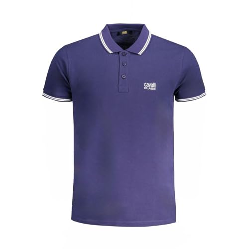 Polo en coton bleu pour homme Cavalli Class chic