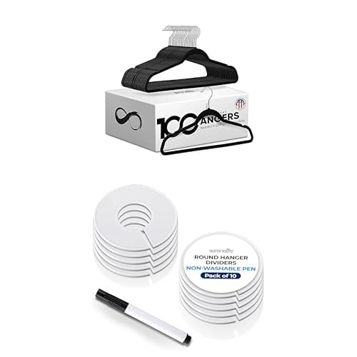 SereneLife Velvet Hangers and 10 Pack Hanger Dividers