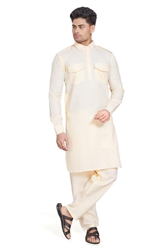 Image of DIVISIVE Men's Cotton Blend Pathani Kurta Pyjama Set