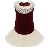 Dog Velvet Dress Lace Tulle Tutu Outfit Skirt with Pearls Accessory for Small Medium Girl Dogs Chris