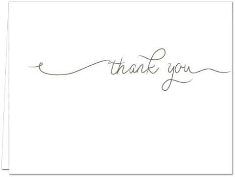 Note Card Cafe Thank You Cards with Gray Envelopes | 72 Pack | Simple Thank You | Blank Inside, Glossy Finish | for Greeting Cards, Occasions, Birthdays, Gifts