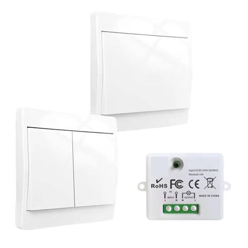 Kinetic Switch Self Powered Wall Switch, 110V 120V 220V 240V Relay Receiver LED Controller LED Dimmer(1 Gang Wall Switch)