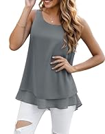 Refined Quality:Lightweight,flowy,and soft fabric.This women's summer chiffon sleeveless blouse bring you a comfortable day Easy Care:This summer flowy chiffon tank top for women are both Machine Wash and Hand washable.Because The sleeveless chiffon ...