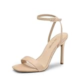 DREAM PAIRS Nude Suede Heels Women's High Stilettos Sexy Open Toe Dress Shoes Ankle Strappy Wedding Party Club Dance Pumps Sandals, Size 8 US SDHS2214W