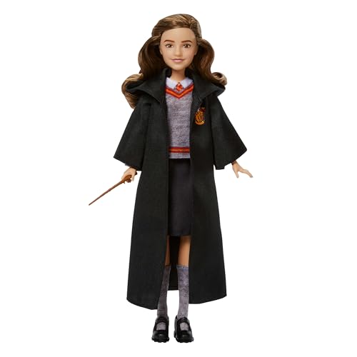 Mattel Harry Potter Toys, Hermione Granger Fashion Doll in Removable Signature Hogwarts Uniform with Wand Accessory, Inspired by The Movie