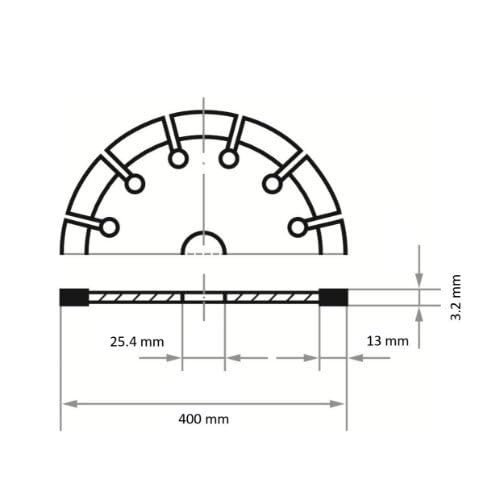 LUKAS ERZETT 1 disco de corte de diamante LD Multi S13 para hormigón/material de construcción, diámetro 400 mm, cortador de gasolina - 41 x 40,5 x 0,7 cm