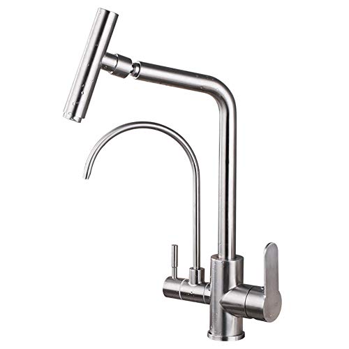 Robinet de cuisine 3 voies en acier inoxydable brossé durable et élégant