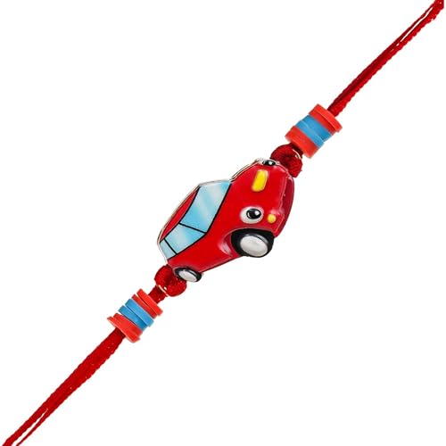 Image of eCraftIndia Pack of 20 Cartoon Car Rakhi for Kids Brother Boys Girls | Designer Raksha Bandhan Rakhi for Bhai Bhaiya | 20 Best Bro Ever Fridge Magnets | Roli Chawal Pack Gift Set