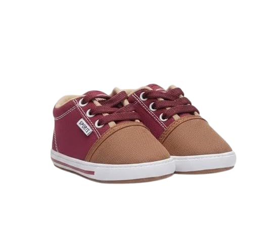 Baby Boys & Girls Casual Lace-Up Walking Shoes | Soft Sole First Walker Sneakers | Maroon & Beige-image-37