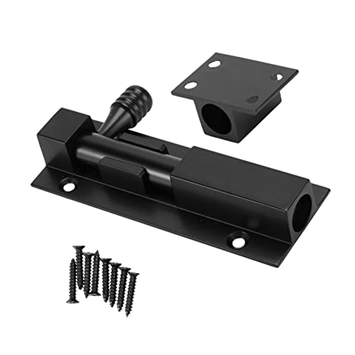 Angoily Enchufar Encima Puerta Con Cerrojo Solenoide Barril Cerradura De Puerta De Cerrojo Bloqueo Deslizante Perno Deslizante Caja De Seguridad Para Llaves Vara Aleación De Aluminio Black