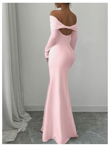 Image of SOLY HUX Women's Long Sleeve Off The Shoulder Bodycon Dress Elegant Maxi Dress Cocktail Prom Dresses