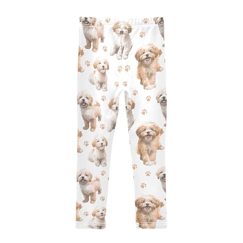 Happy Dogs Paw Girls Leggings Ultra Soft Compression Yoga Gym Pants for Kids 4-10T2