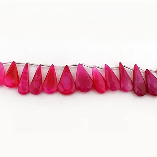 Perles Calcédoine fuchsia en forme de poire facettée LKBEADS SB293 pour création de bijoux