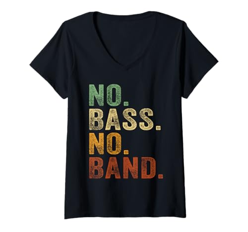 Femme Bassiste Instrument de musique Basse électrique Pas de basse T-Shirt avec Col en V