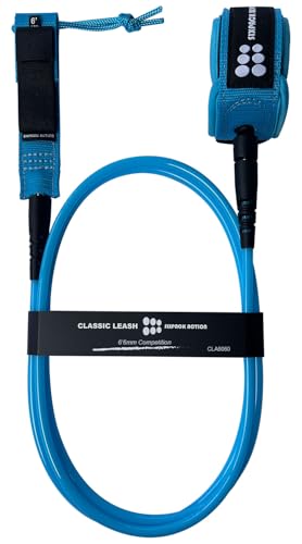 SIXPACK ACTION Classic Comp Surfboard Leash, 6ft 6mm Leg Rope with Superior Anti-Slip Cuff and Flexible Horn Connector (Blue, 6ft 6mm)